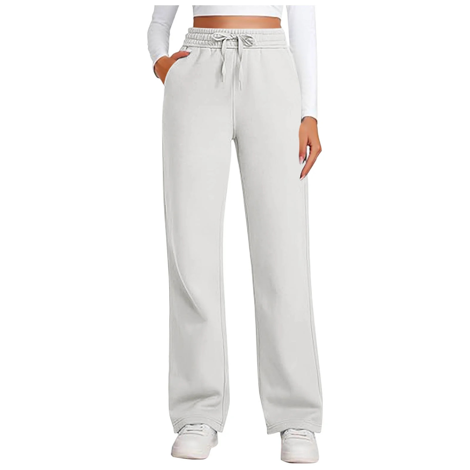 AherBiu Sweatpants for Women Straight Leg Drawstring Elastic High Waisted Athletic Joggers Pants ... | Walmart (US)