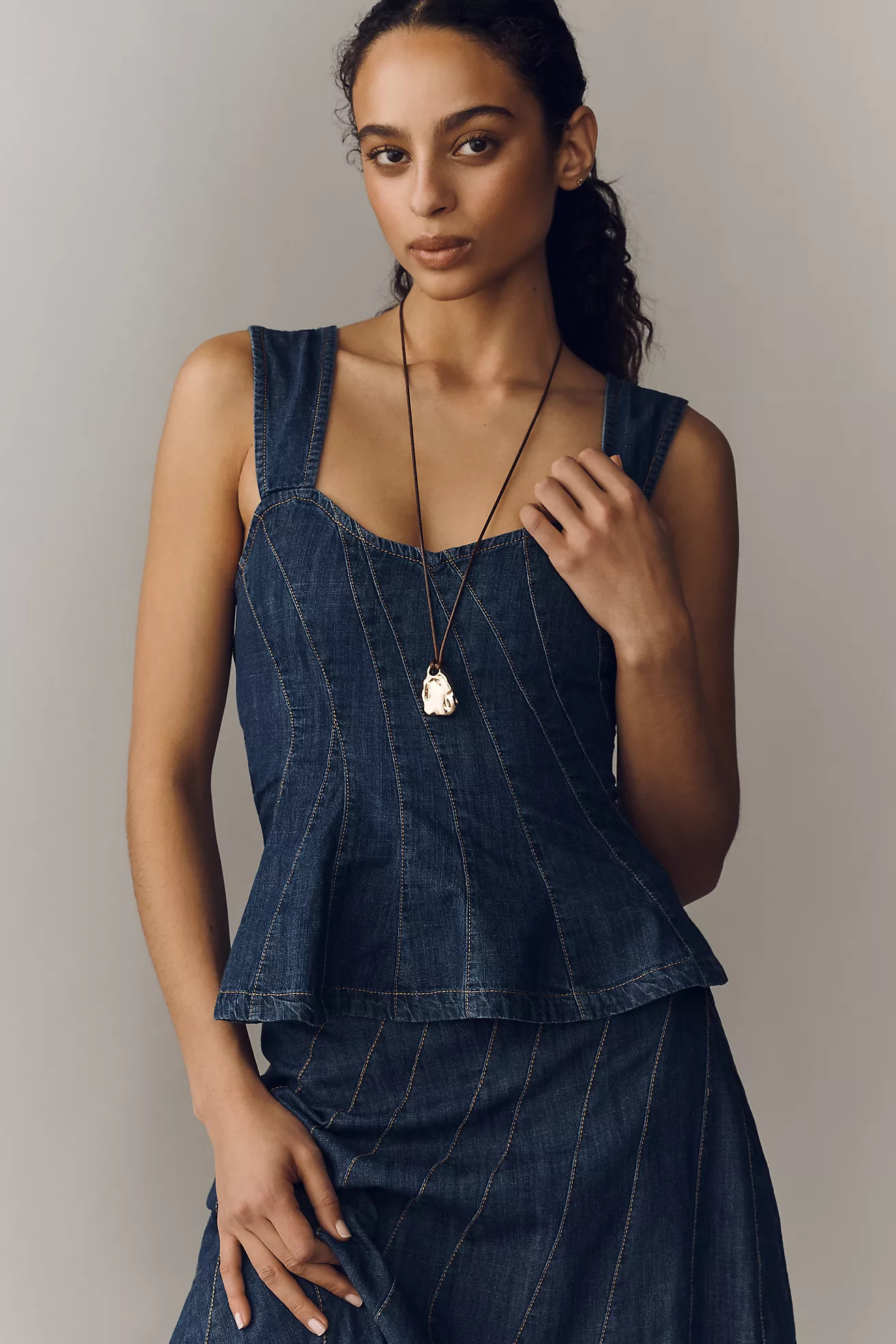 By Anthropologie Sleeveless Denim Peplum Top | Anthropologie (US)