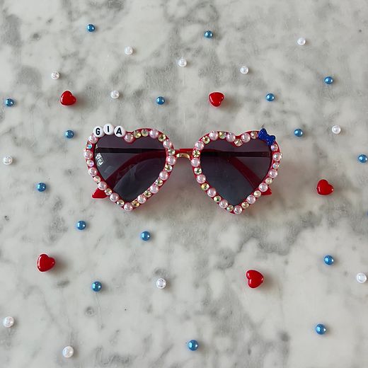 Personalized Red Heart Sunglasses | Strand.Up | Strand.Up