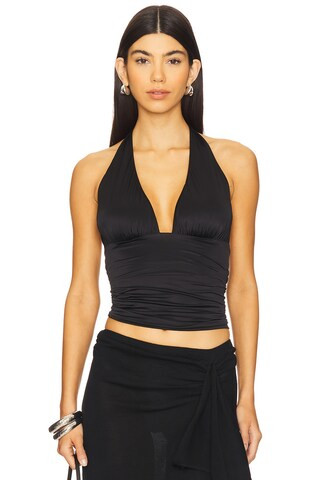 Good American Slinky Jersey Halter Top in Black001 from Revolve.com | Revolve Clothing (Global)