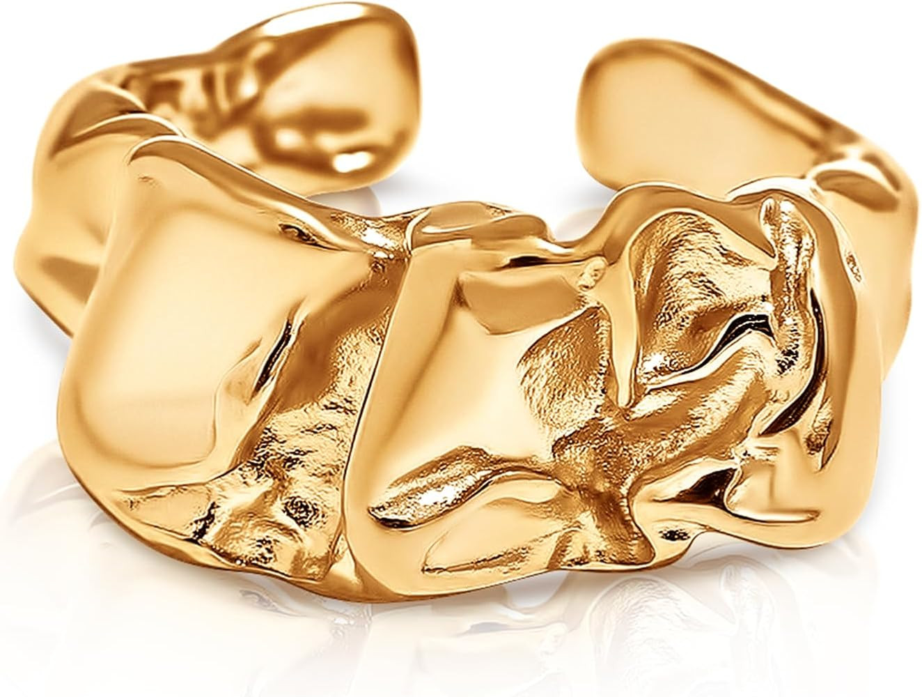 18K Gold-Plated Abstract Cuff Ring – Hypoallergenic Stainless Steel Statement Ring for Women, E... | Amazon (US)