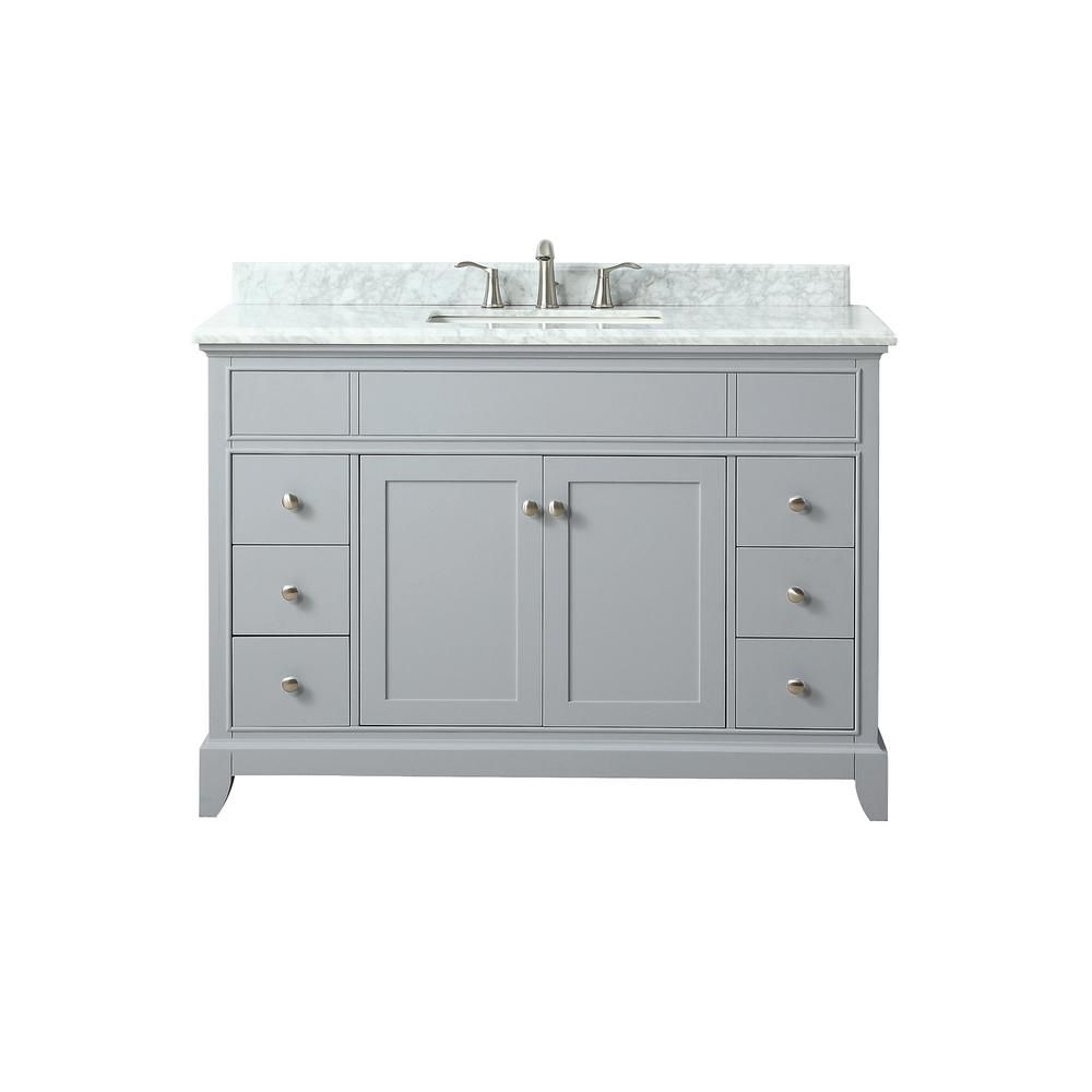Azzuri Aurora 49 in. W x 22 in. D x 34.5 in. H Vanity in Light Gray with Marble Vanity Top in Carrer | The Home Depot