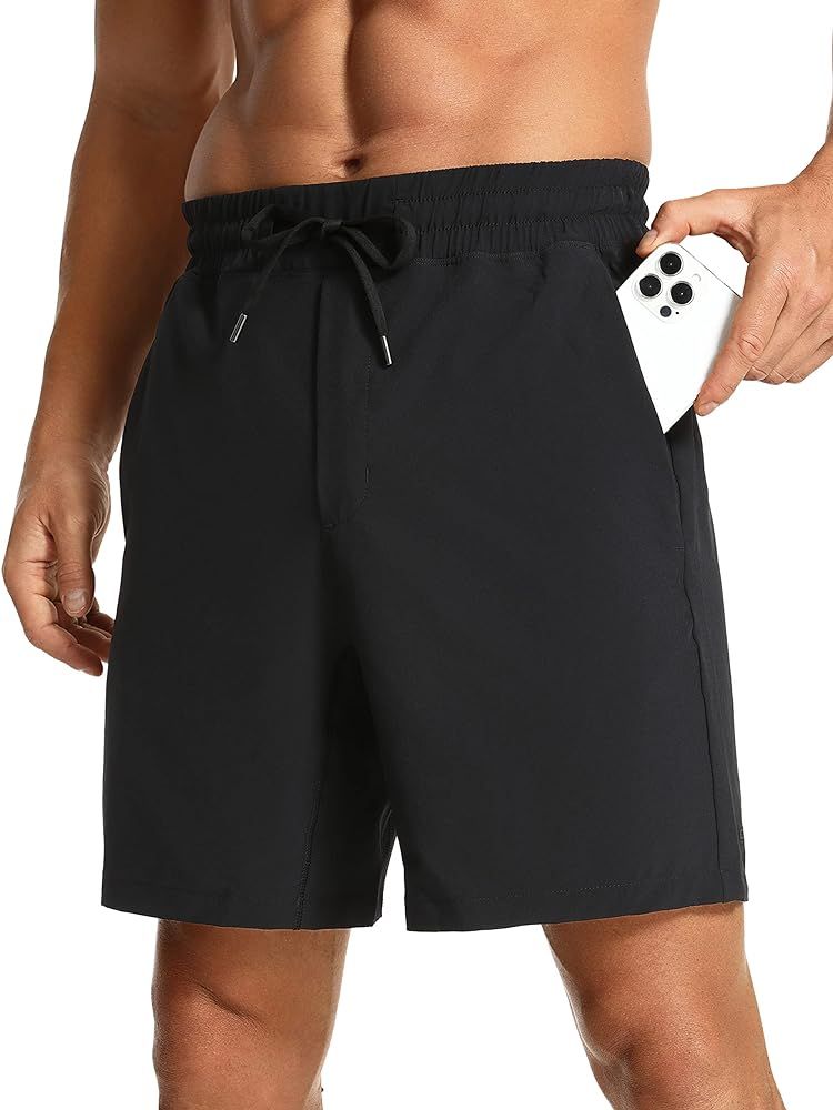 CRZ YOGA Men's Linerless Workout Shorts - 7'' Quick Dry Running Sports Athletic Gym Shorts with P... | Amazon (US)