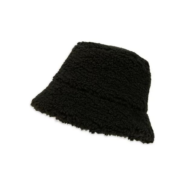 Time and Tru Teddy Sherpa Bucket Hat Black Color One Size | Walmart (US)