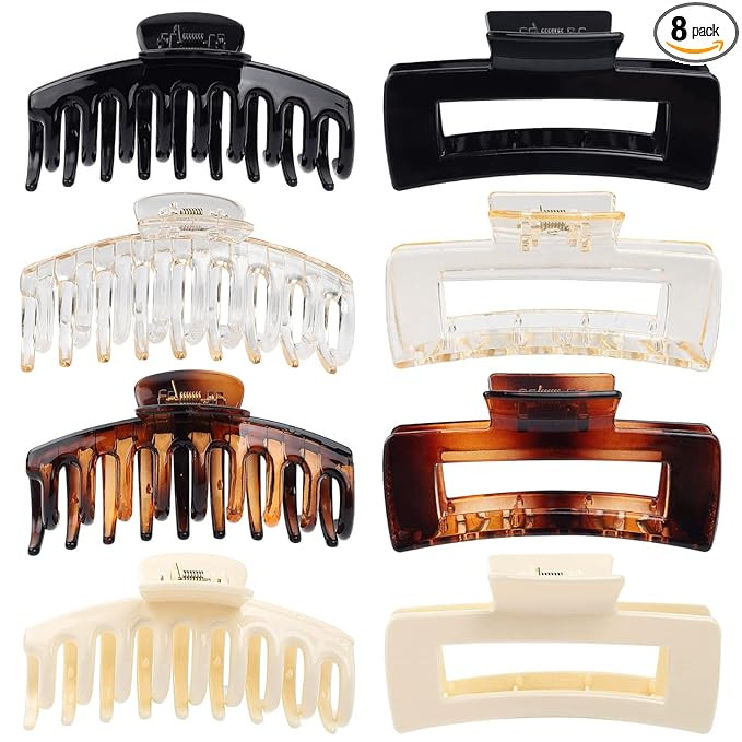 laxizar Claw Clip Hair Clip 8 Pack 4.3 Ihch Rectangular Hair Clips for Women Girls Large Hair Jaw... | Amazon (US)