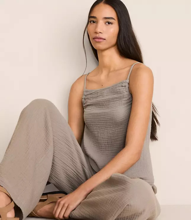 Lou & Grey Ruched Triple Cloth Tank Top | LOFT