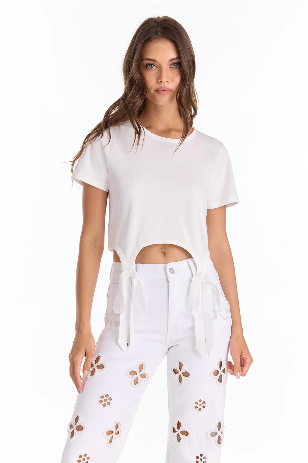 Diana Satin Bow Shirt - White | The Noli Shop