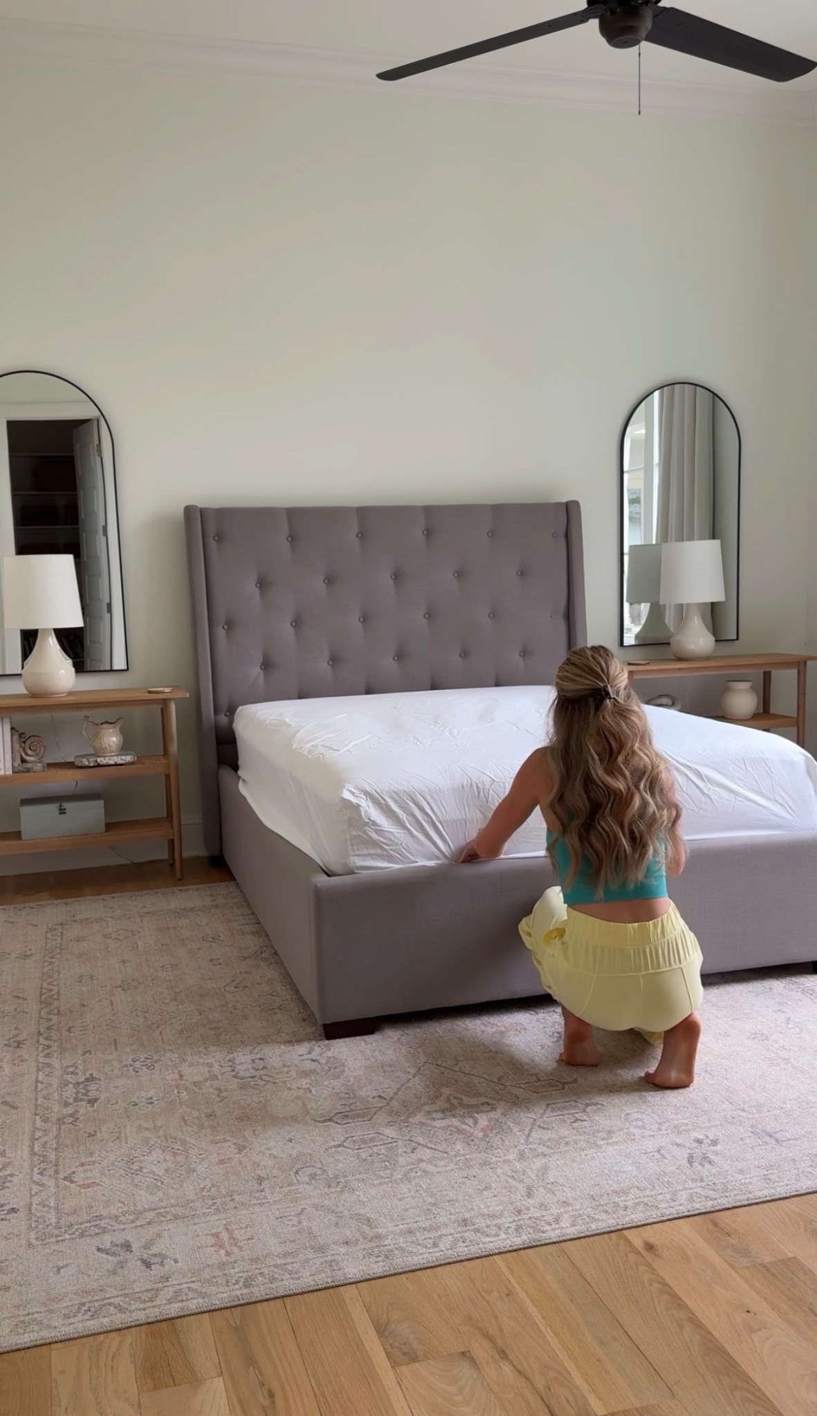 comfy outfit and guest room bedding linked - I actually have all king size bedding for our queen bed except for sheets. Wearing size XS in yellow joggers 

#LTKdayinmylife #LTKmorningroutine #LTKmomlife