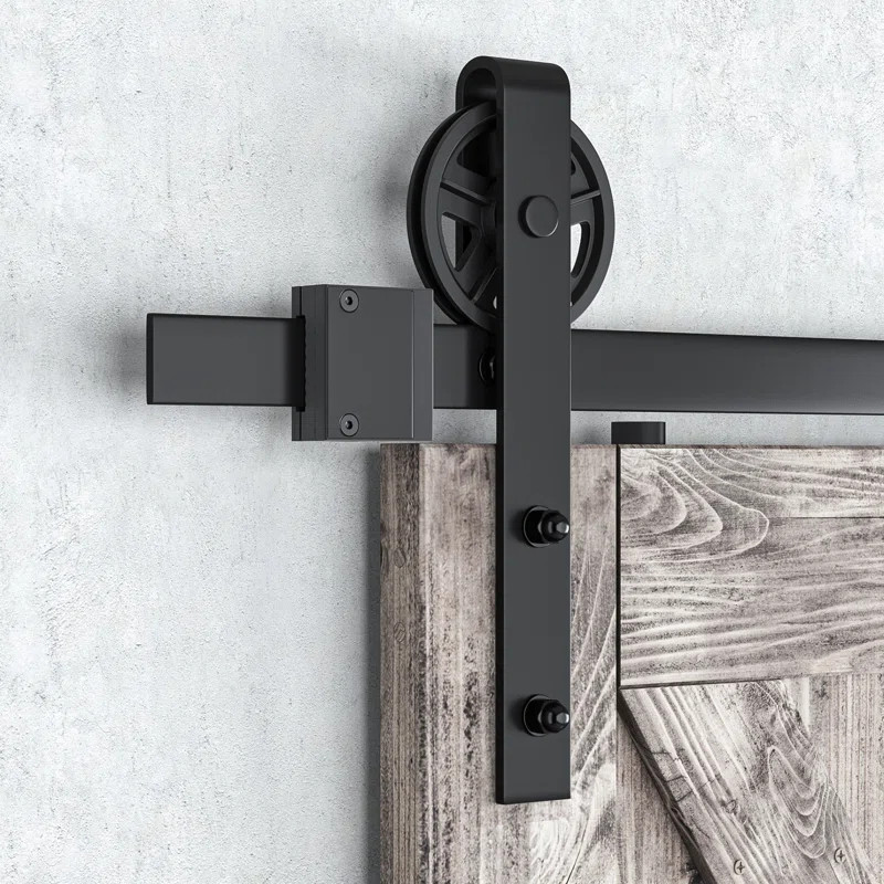 Classic Industrial Style Single Barn Door Hardware Kit (Not Include Door) | Wayfair North America