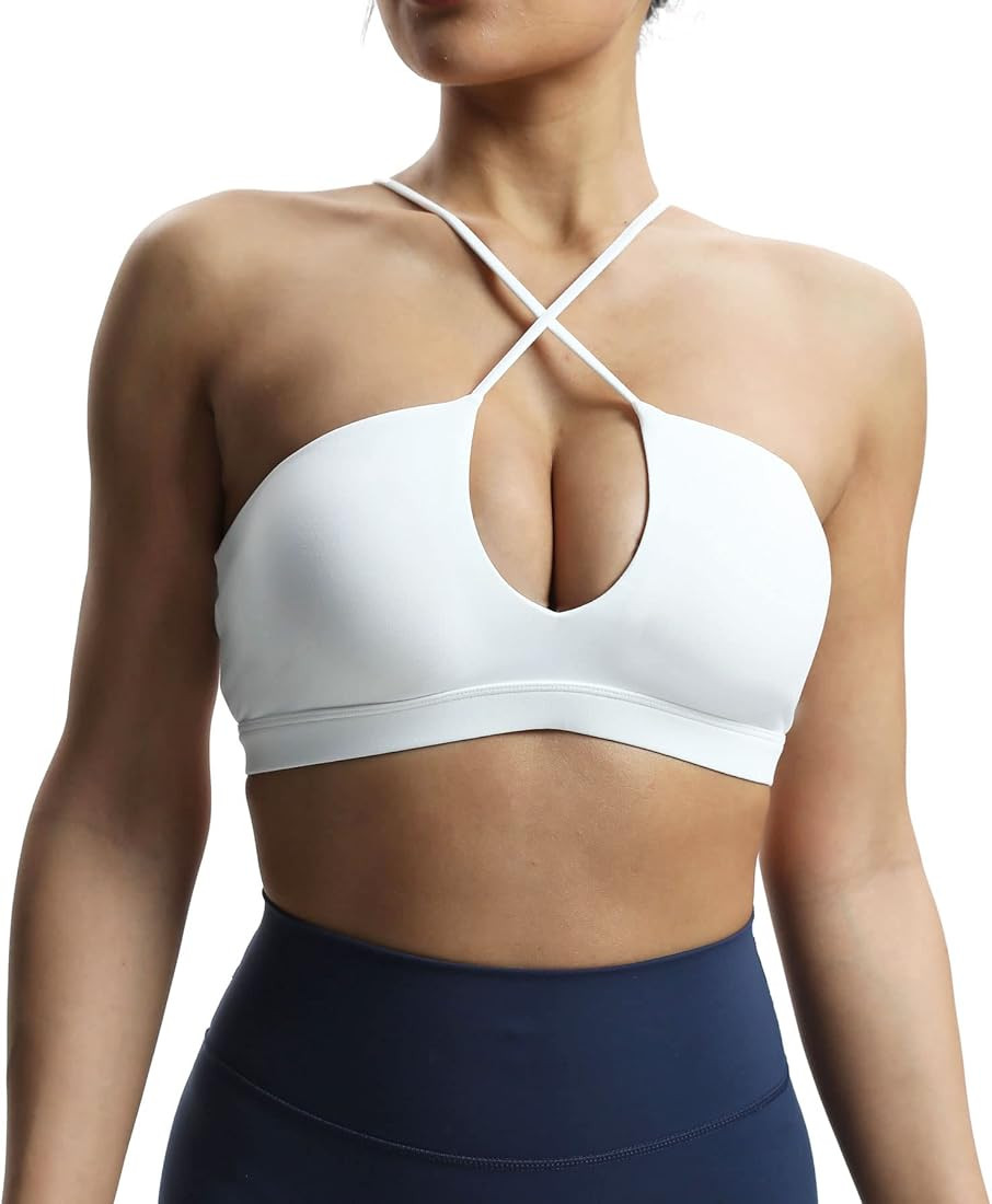 Aoxjox Women's Workout Sports Bras Jamie Deep V Fitness Backless Padded Training Gym Bra Yoga Cro... | Amazon (US)