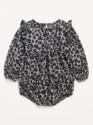 Long-Sleeve Ruffle-Trim Microfleece Romper for Baby | Old Navy (US)