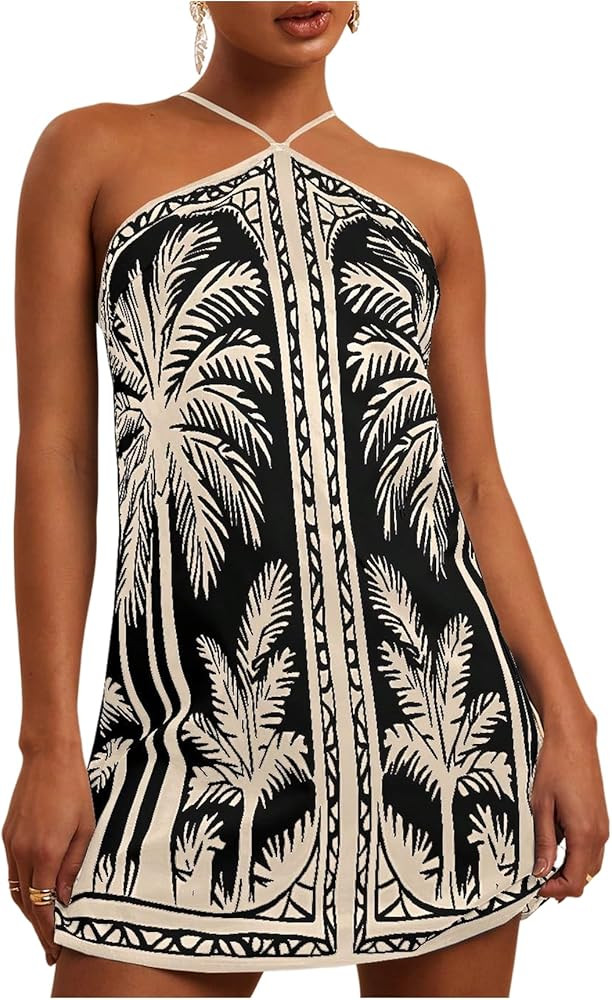 MakeMeChic Women's Boho Dresses Tropical Hawaiian Dresses Beach Outfits | Amazon (US)
