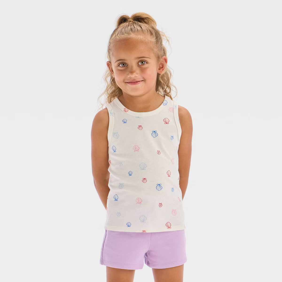 Toddler Girls' Seashell Tank Top - Cat & Jack™ - Cream 2T | Target