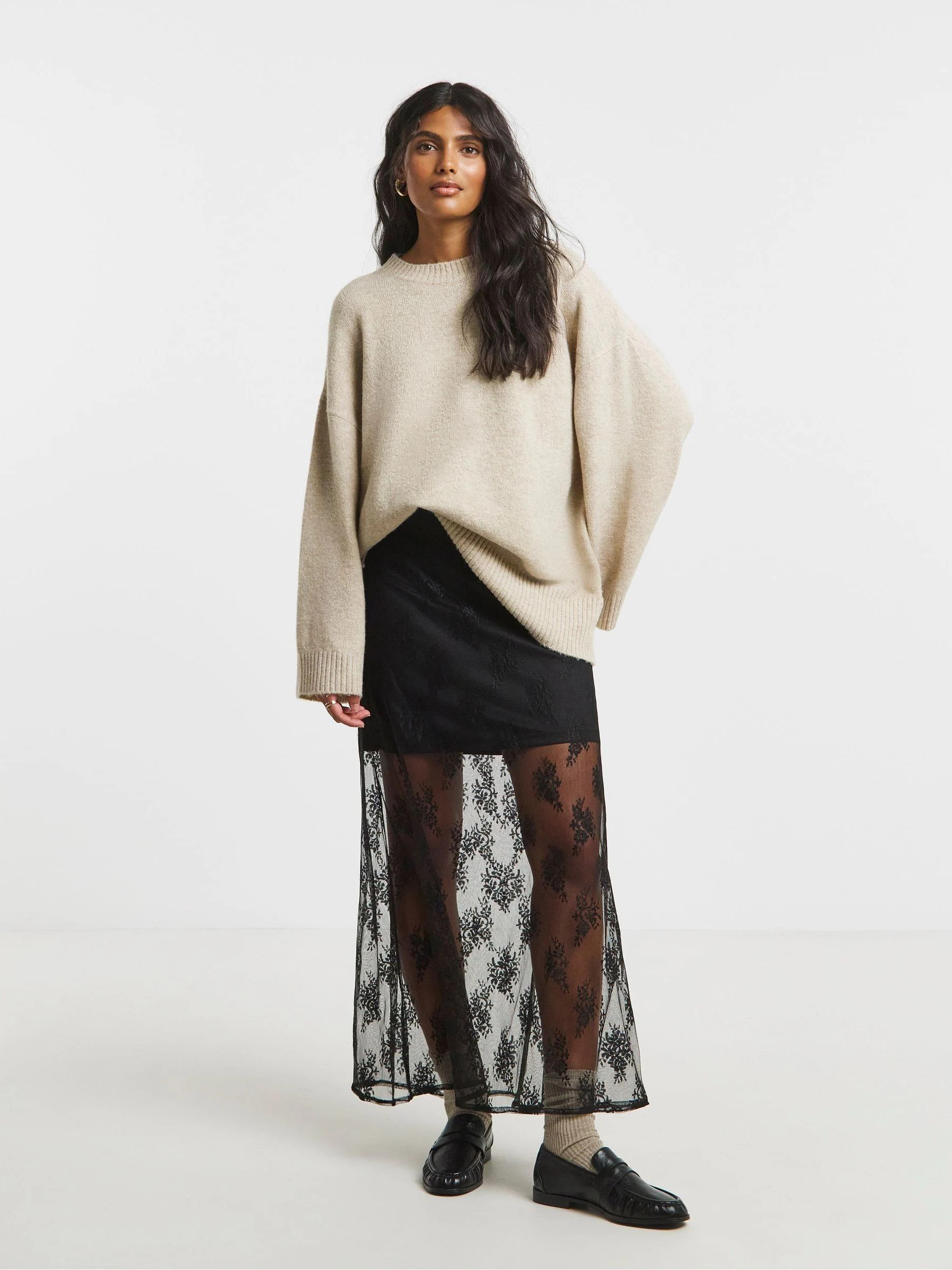 Simply Be Simply Be Black Lace Full Maxi Skirt | Next US