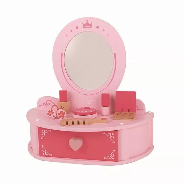 Hape Petite Pink Vanity Toy Wooden Beauty Counter with Mirror and Accessories | Kohl's