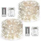 YIHONG 2 Set Christmas Fairy Lights Battery Operated,16ft 50LED String Lights Remote Control Time... | Amazon (US)
