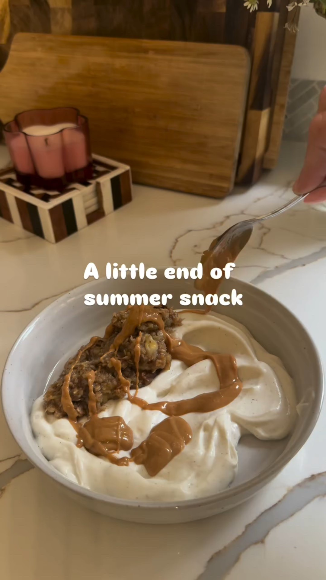 Okayy this snack/breakfast/dessert is seriously addicting and is SO easy to make. Definitely a new go to snack!

Comment “Recipe” for a link to this recipe :)

1 tbsp coconut oil
1 banana
1/3 cup oats
1/2 tsp cinnamon 
1 tbsp honey 
1 cup of greek yoghurt
1-2 tbsp peanut butter 

1. Slice a banana and add to a pan in coconut oil over medium heat. Sprinkle cinnamon over banana, and add the honey to the pan. Mix and let cook for 1-2 minutes. Add oats and let cook for a few more minutes.

2. Serve over yoghurt and drizzle with peanut butter