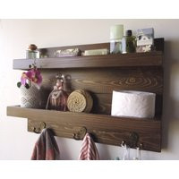 Bathroom Storage/Rustic Bathroom Shelves/Wooden Wall Rack/ Mounted Spice Rack/Bathroom Decoration/Co | Etsy (US)