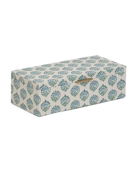 7x15x4 Block Print Linen Wrapped Box | TJ Maxx