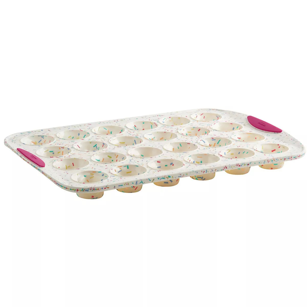 Trudeau Structure Silicone 24 Cavity Mini Muffin Pan, Confetti/Fuchsia | Target