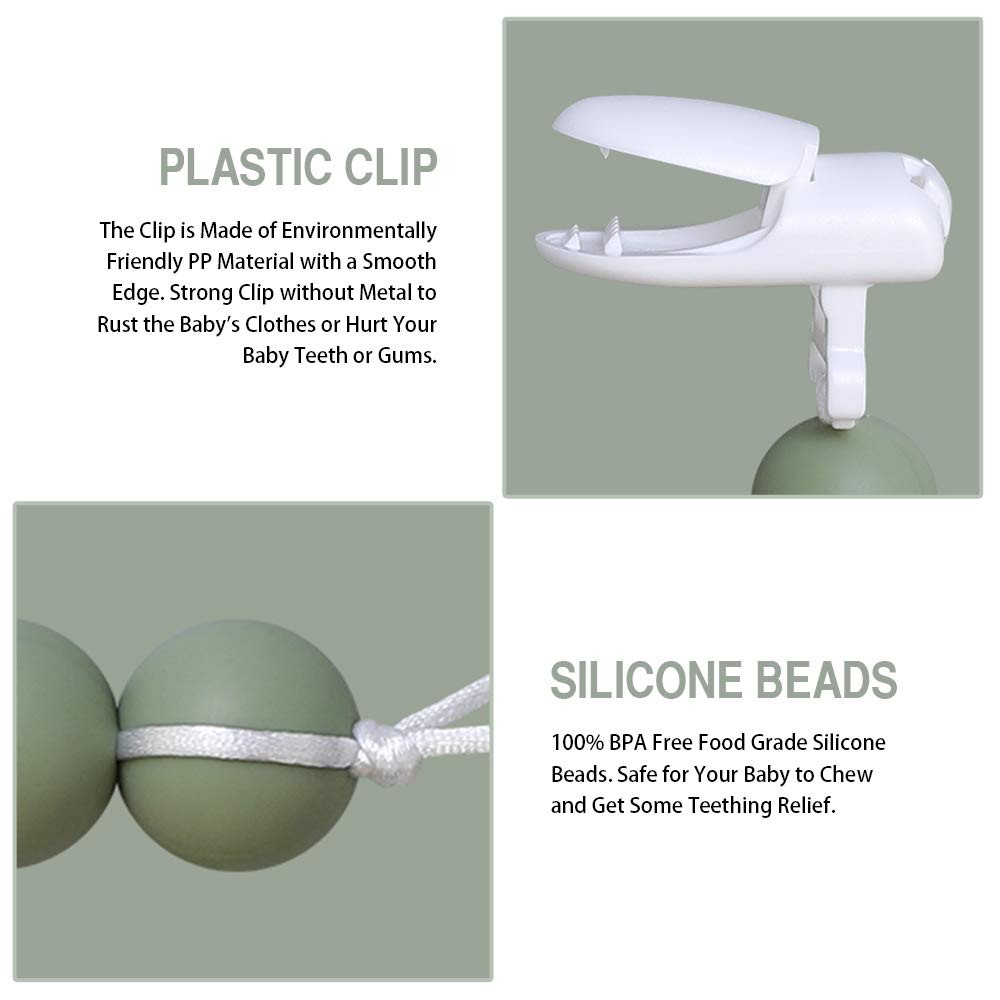 Pacifier Clips for Baby, TYRY.HU Soothie Paci Clip Girls Binky Holder Silicone Teething Beads Rel... | Amazon (US)
