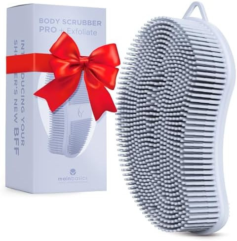 MainBasics Silicone Body Scrubber Dual-Sided Shower Loofah and Exfoliator (Frosted Sky, Exfoliate... | Amazon (US)