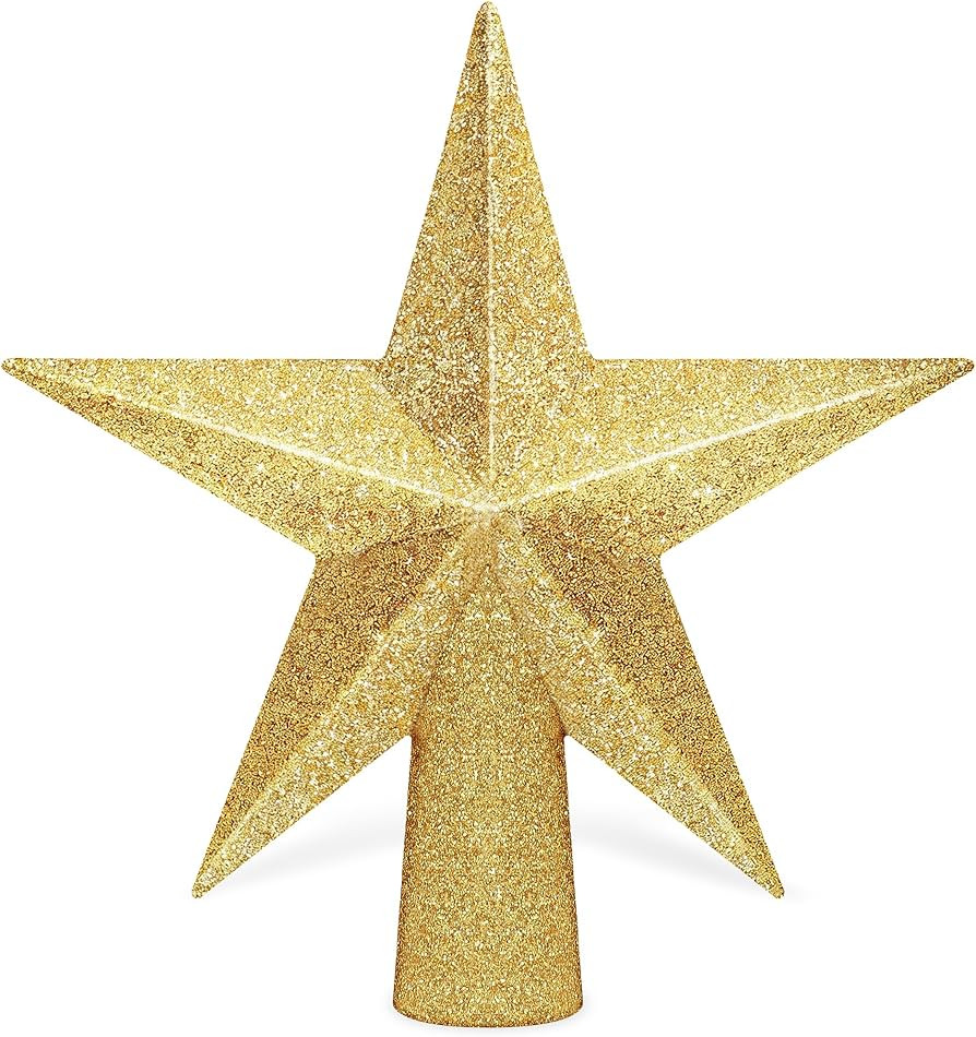 Christmas Tree Topper, 1PCS 6" Gold Glitter Star Tree Topper, 3D Xmas Shatter-Proof Mini Bethlehe... | Amazon (US)