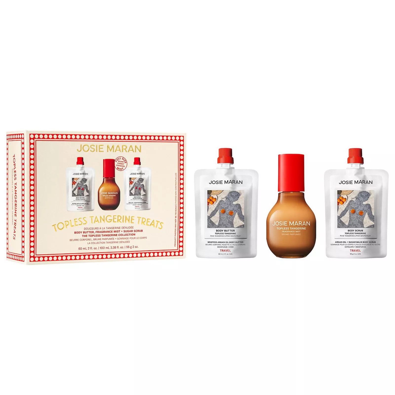 Josie Maran Topless Tangerine Treats Body Butter, Fragrance Mist, Sugar Scrub Gift Set, None | Kohl's