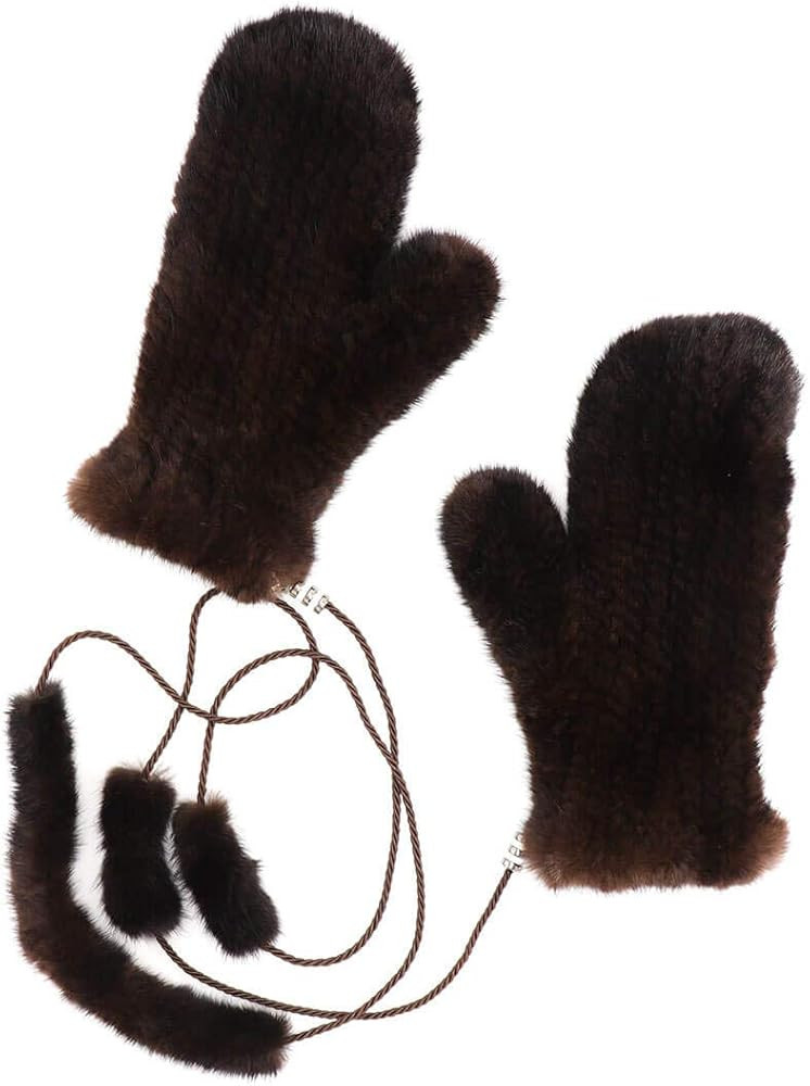 surell Mink Fur Mittens w Removable Rope String - Soft Winter Gloves - Luxury Cold Weather Clothi... | Amazon (US)