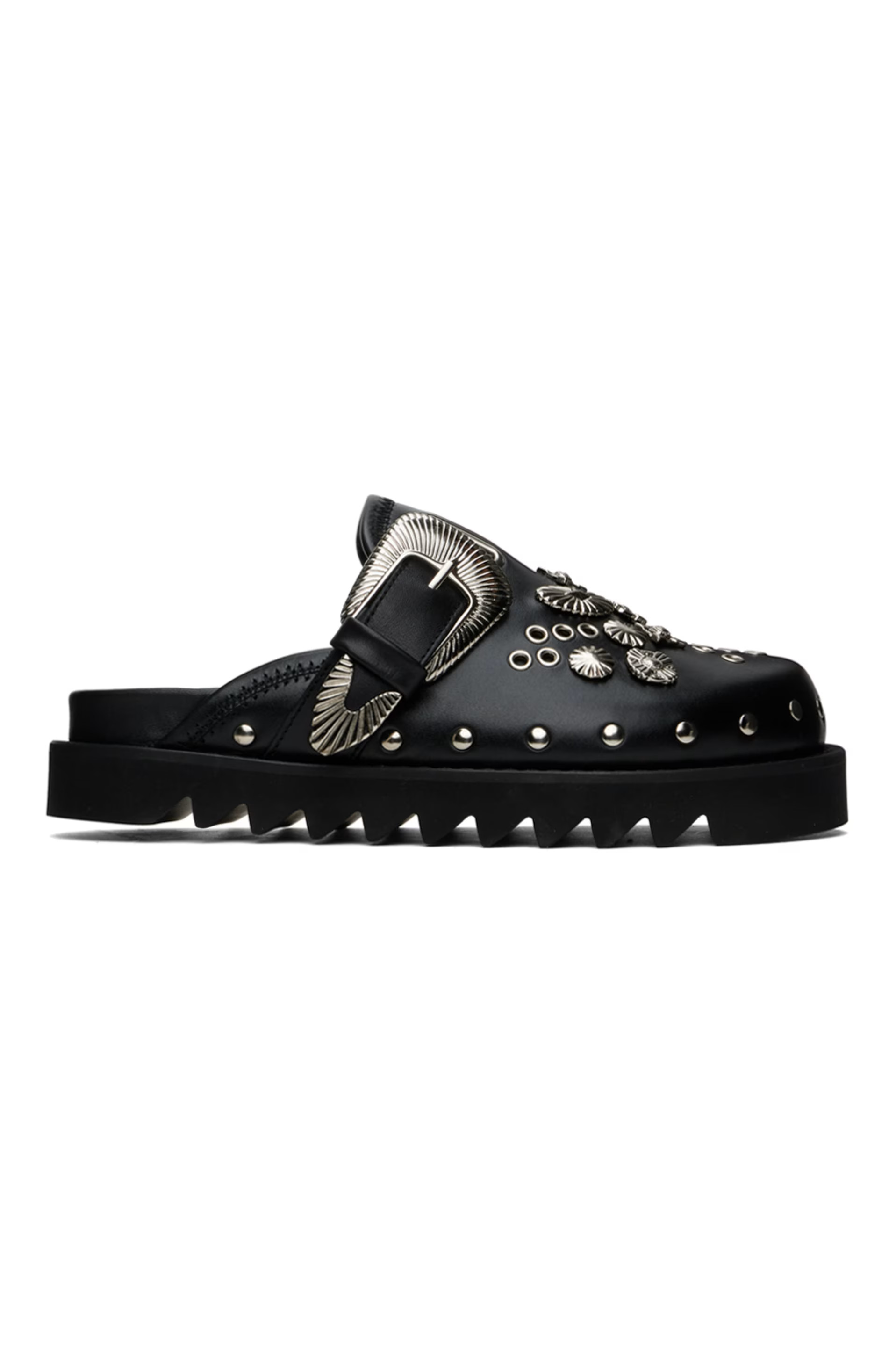 SSENSE Exclusive Black Eyelet Metal Sabot Loafers | SSENSE