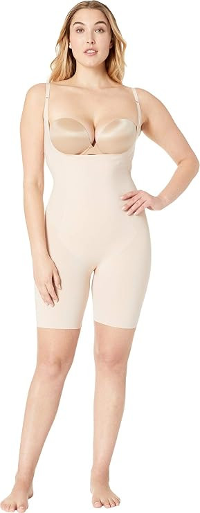 SPANX Shapewear for Women Thinstincts Open-Bust Mid-Thigh Bodysuit (Regular and Plus Sizes) | Amazon (US)