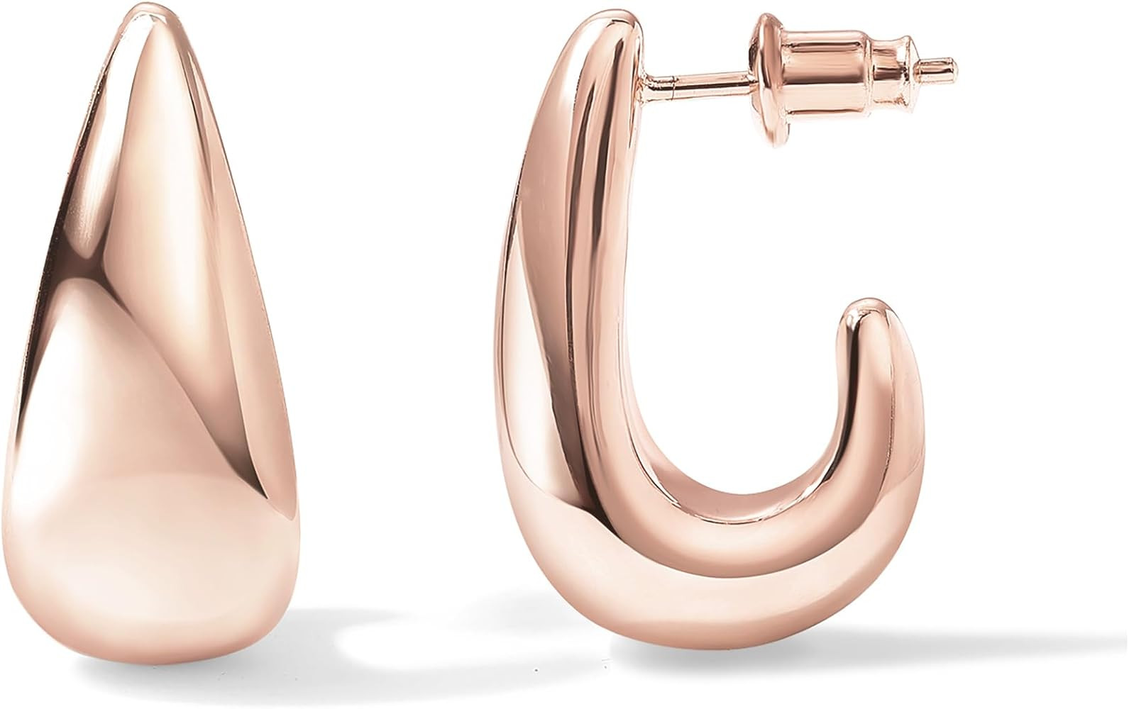 PAVOI 14K Gold Plated 925 Sterling Silver Post Statement Huggie Earrings | Gold Dome Hoop Earring... | Amazon (US)