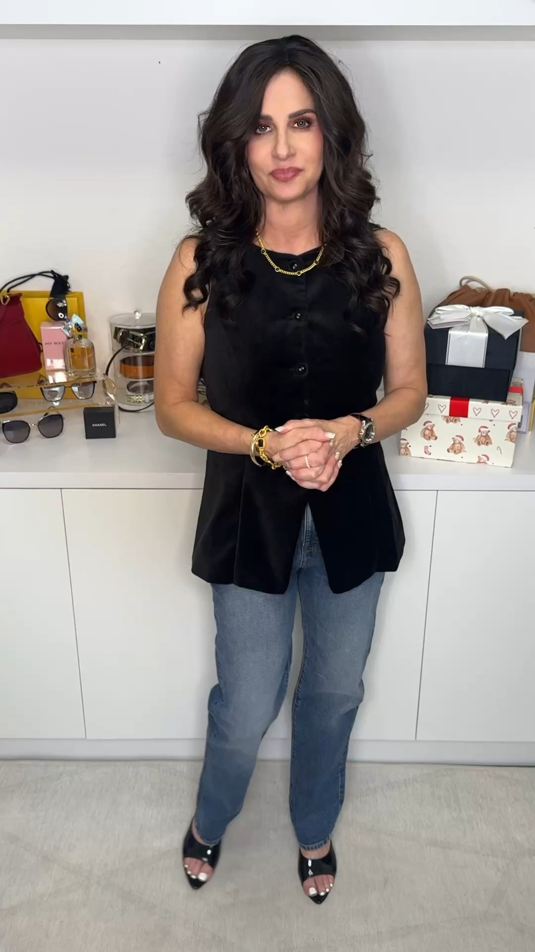 Velvet vest super cute. Can be worn dressed up or casually as I did here. Wearing a sm , jeans 25. 

#LTKOver40 #LTKSaleAlert #LTKFindsUnder100