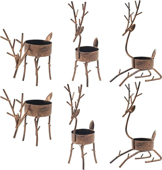 Funpeny Reindeer Tea Light Candle Holders, 6 Pack Iron Christmas Decoration for Party Dining Tabl... | Amazon (US)