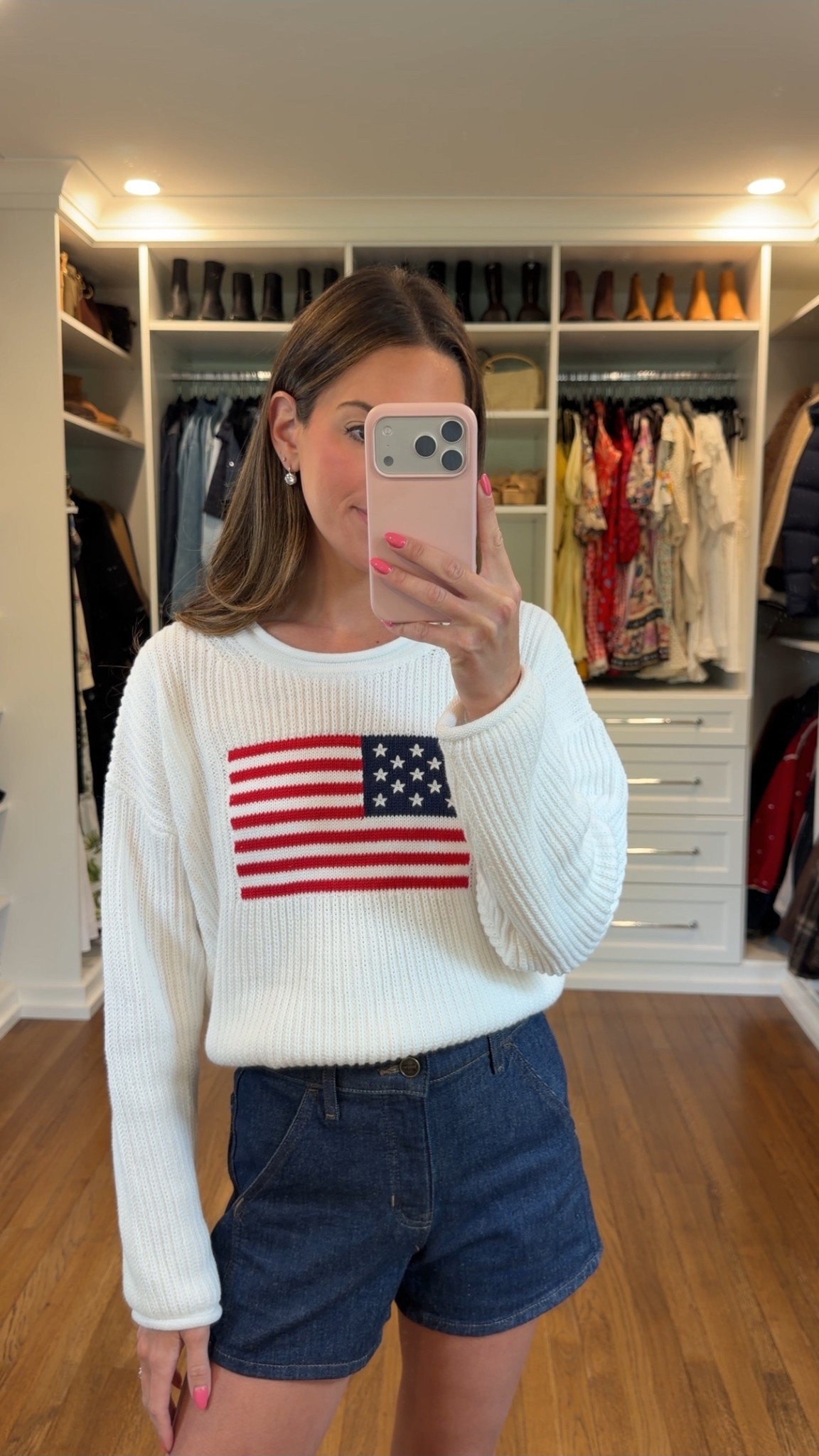 Size small sweater 

Flag sweater 
4th of July 
July 4th 
Shorts
Denim shorts 

#LTKgrwm #LTKootd #LTKdayinmylife