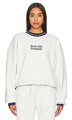 The Mayfair Group Start With Gratitude Sweatshirt in Grey from Revolve.com | Revolve Clothing (Global)