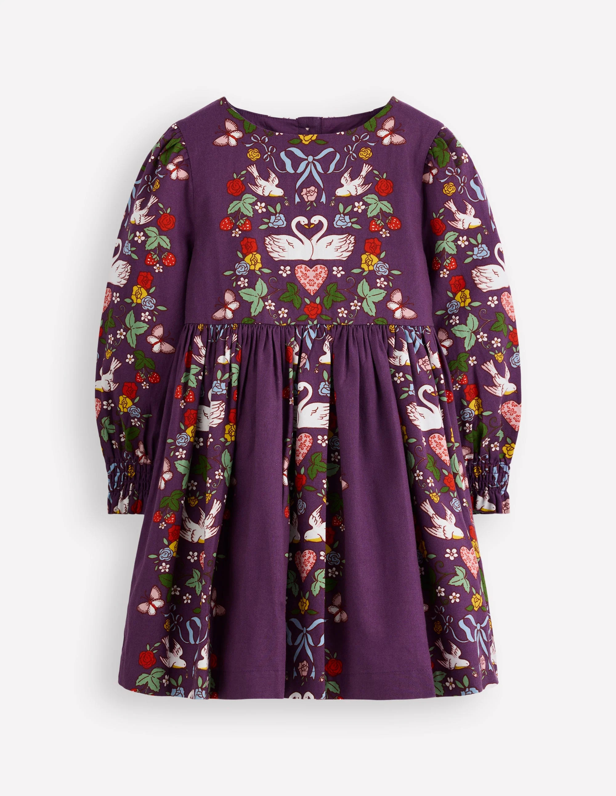 Madeline Long Sleeve Dress-Mystic Purple Lovebirds | Boden (US)