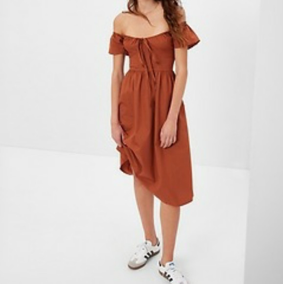 NWT Gap Flutter Sleeve Midi Dress in Burnt Sienna | Poshmark