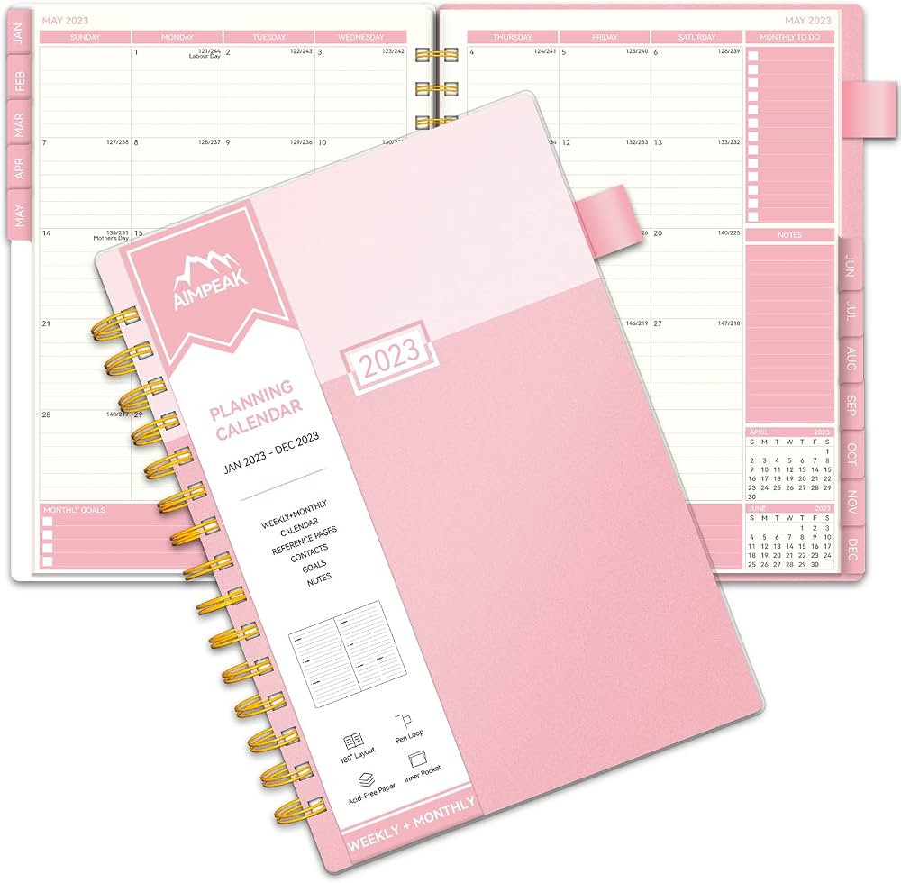 2023 Weekly & Monthly Planner, Jan. 2023 - Dec. 2023, AIMPEAK Weekly Planner 2023 with Tabs, Cale... | Amazon (CA)