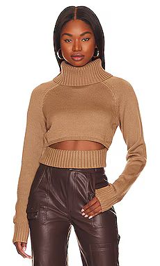 NBD Winston Cropped Turtleneck Sweater in Tan from Revolve.com | Revolve Clothing (Global)