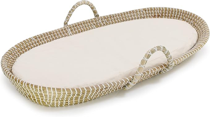 Baby Changing Basket, Moses Basket, Seagrass Woven Diaper Changing Topper for Dresser or Table, S... | Amazon (US)