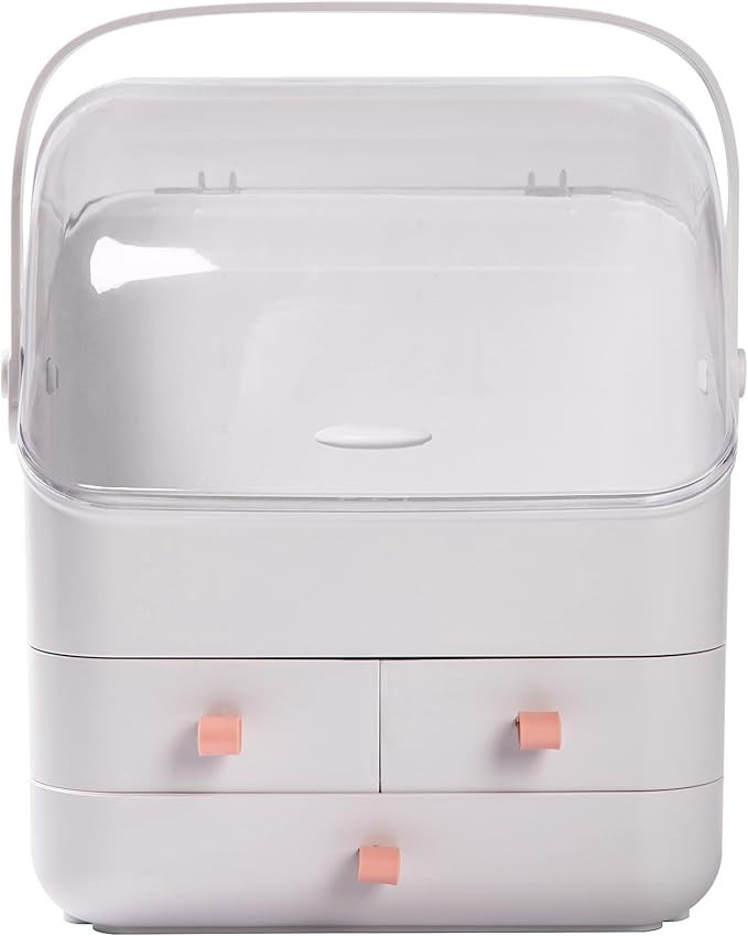 Haturi Makeup Organizer, Waterproof&Dustproof Cosmetic Organizer Box with Lid Fully Open Makeup D... | Amazon (US)