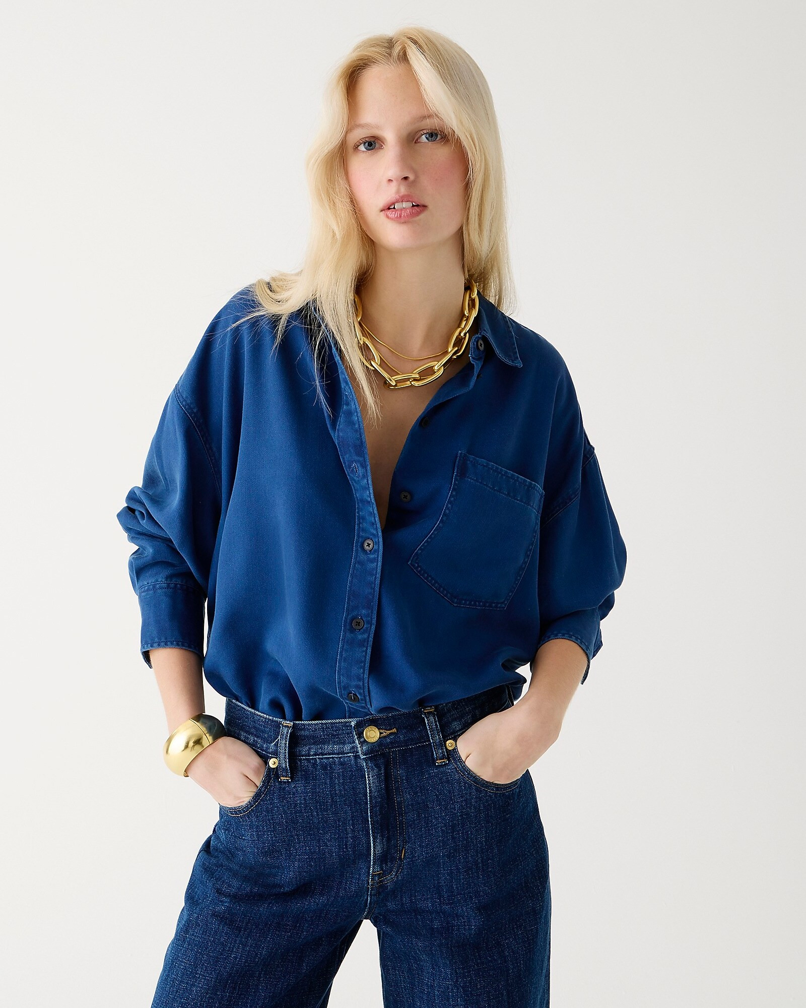 Etienne shirt in blue twill | J. Crew US