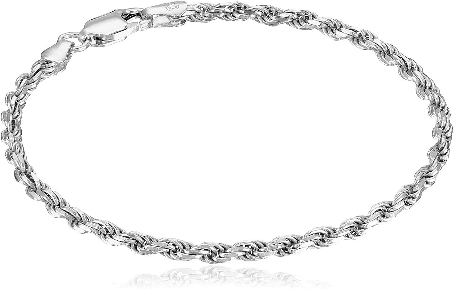 Amazon Essentials Sterling Silver Diamond-Cut Rope Chain Link Bracelet, 8" | Amazon (US)