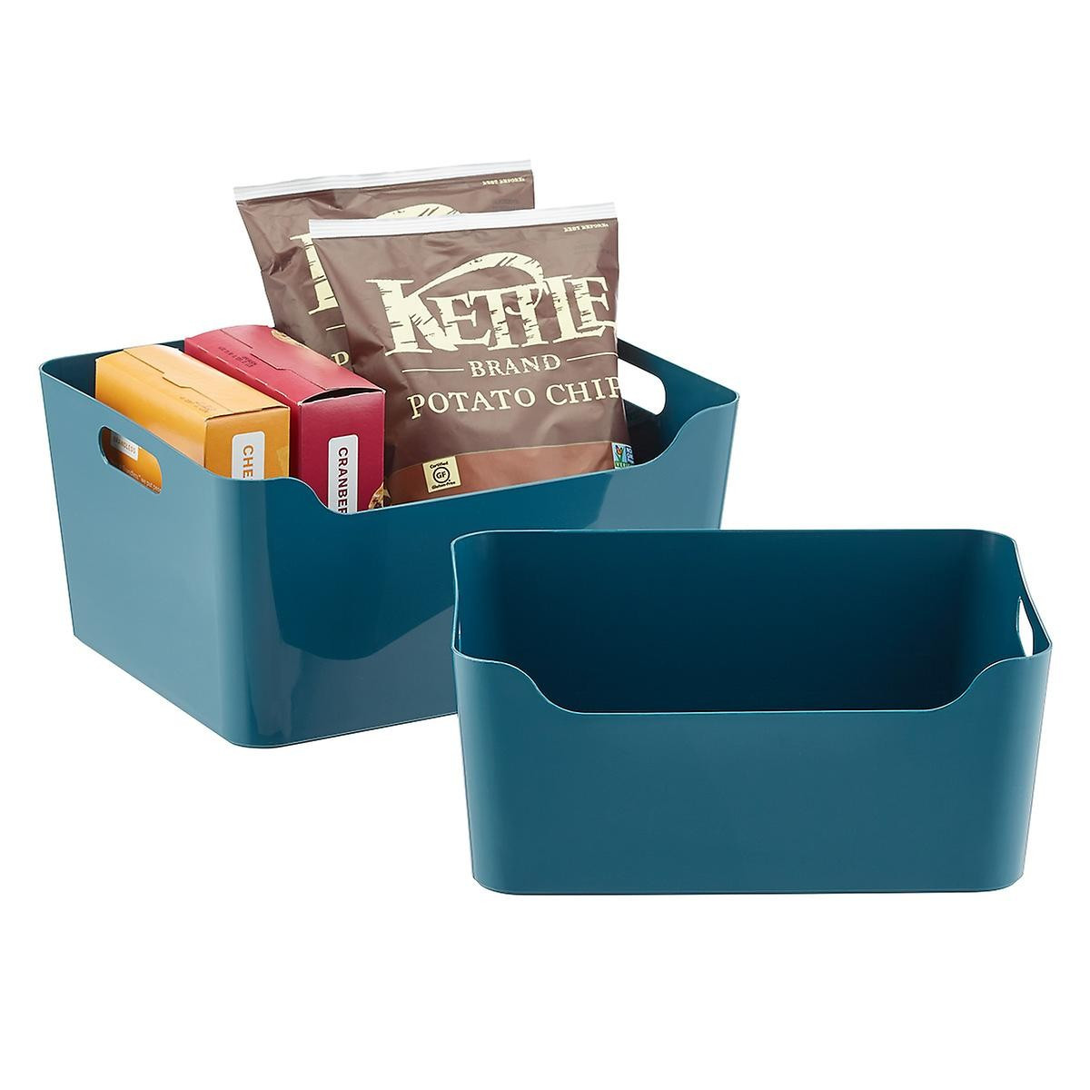 Teal Plastic Storage Bins with Handles | The Container Store