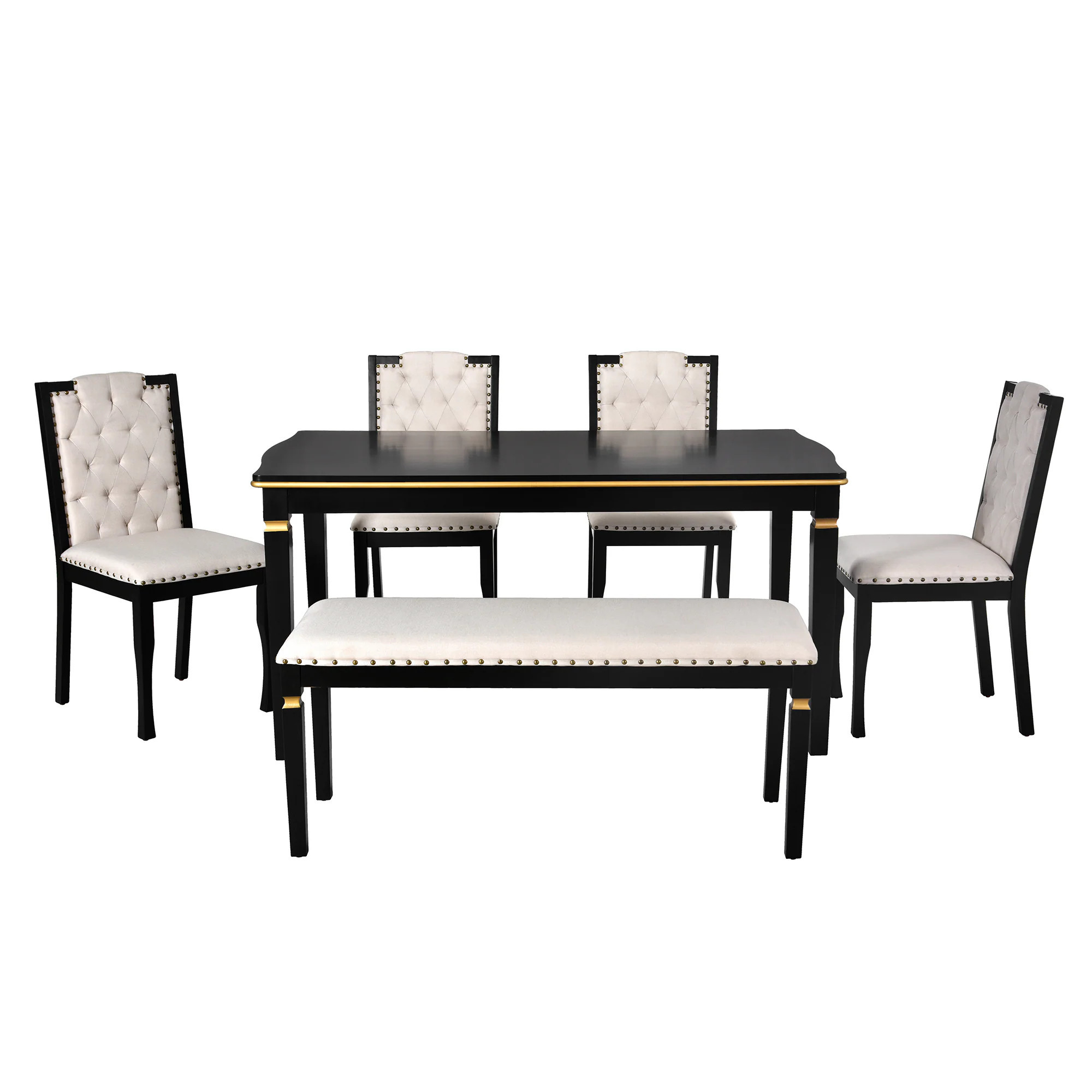 Bybafun Black Rustic Dining Room Set with Rectangular Table ( Seats 6 ) | YA0100231 | Lowe's
