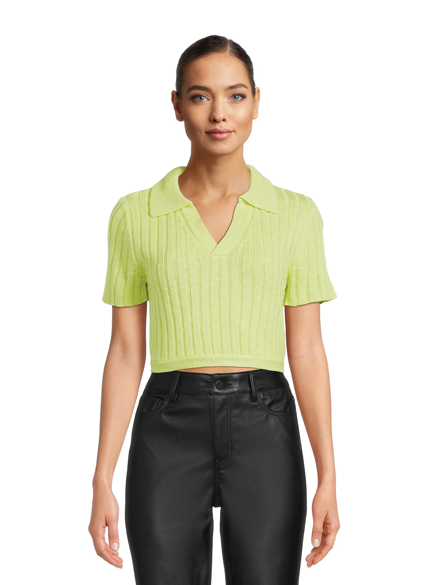 Madden NYC Juniors Cropped Tie Back Polo Top - Walmart.com | Walmart (US)