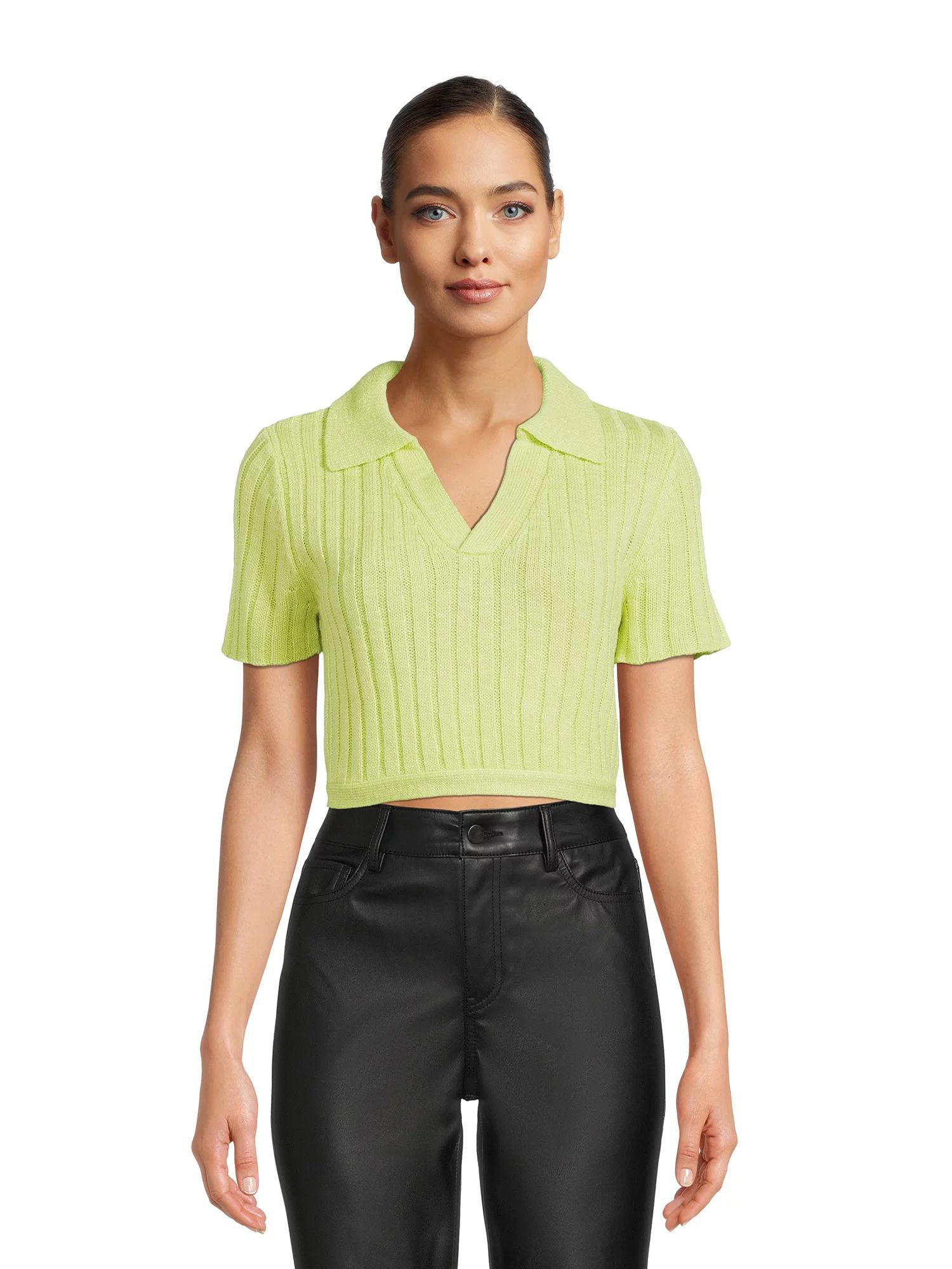 Madden NYC Juniors Cropped Tie Back Polo Top | Walmart (US)