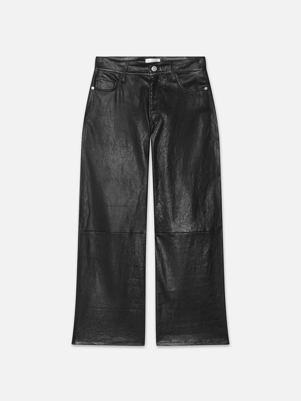 Slim Palazzo Crop Leather Trouser  in  Black | Frame Denim