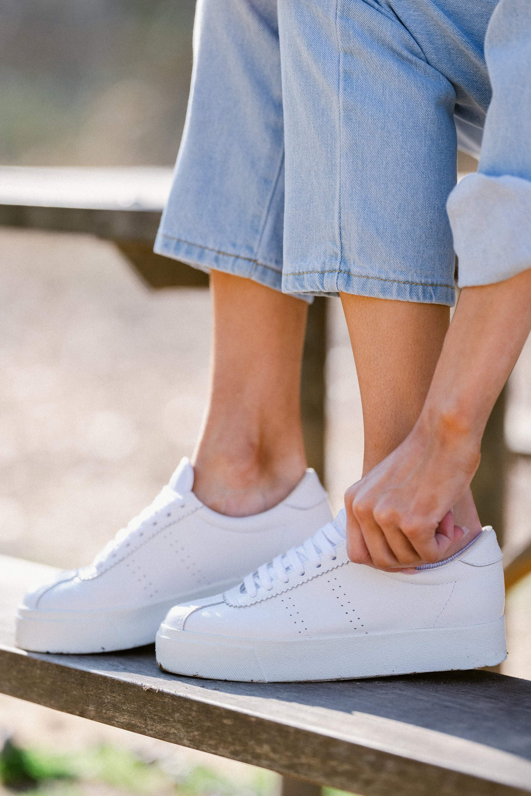 2854 Club 3 Full Comfort White Leather Platform Sneakers | Red Dress 